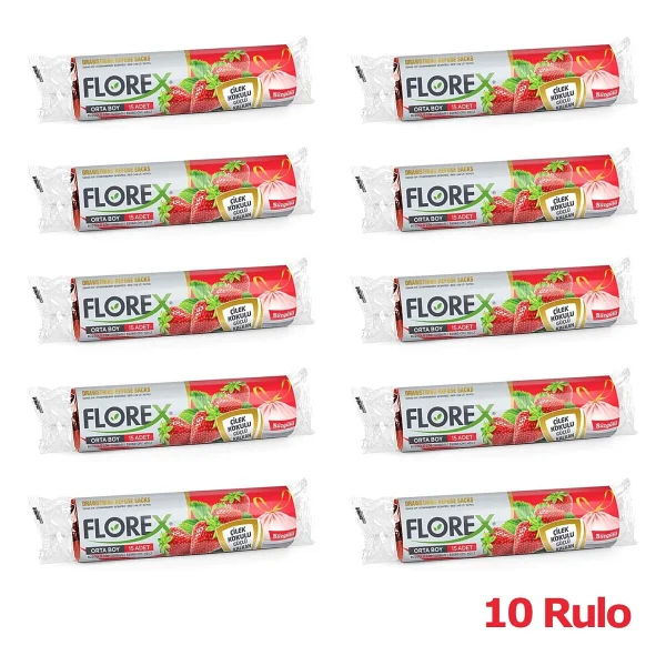 Florex Çilek Kokulu Büzgülü Orta Boy Çöp Poşeti 10'lu 10 Adet - Görsel 7
