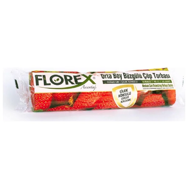 Florex Çilek Kokulu Büzgülü Orta Boy Çöp Poşeti 10'lu 10 Adet - Görsel 2