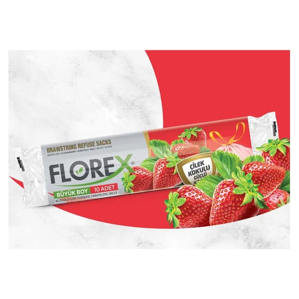Florex Çilek Kokulu Büzgülü Orta Boy Çöp Poşeti 10'lu 10 Adet - Görsel 5