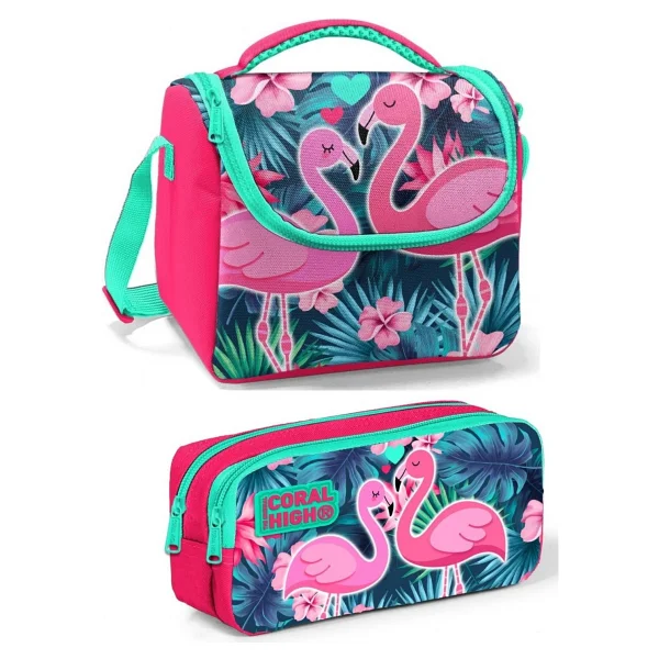 Coral High Pembe Mavi Kız ve Unicorn Kız Çocuk Beslenme Çantası Seti - Pembe Unicorn ve Kız - Görsel 5