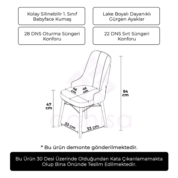 Canisa Concept Pare Serisi, Beyaz Gürgen Ayaklı, 1.sınıf Babyface Ithal Kumaş Sandalye , Gold Halkalı, 1 Adet - Mürdüm - Görsel 2
