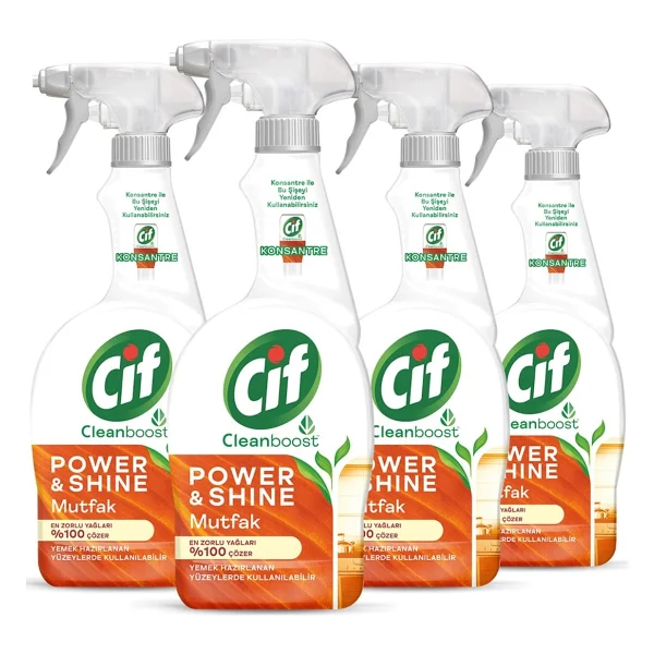 Cif Cleanboost Power & Shine Mutfak Sprey Temizleyici 750 ml 4'lü - Görsel 2