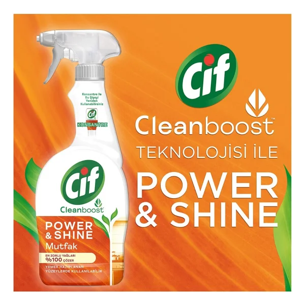 Cif Cleanboost Power & Shine Mutfak Sprey Temizleyici 750 ml 4'lü - Görsel 3