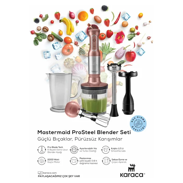 Karaca Mastermaid Prosteel 2000 W Blender Seti - Görsel 4