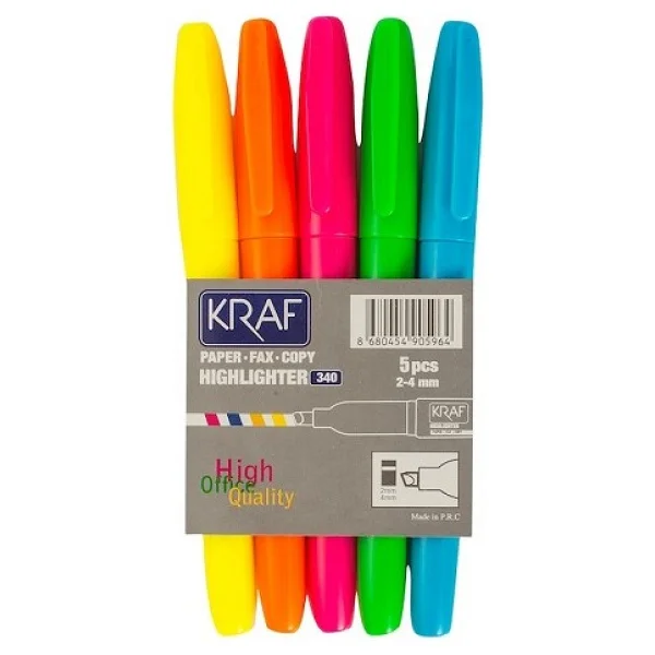 Kraf 340 5'li Fosforlu Kalem Seti - Görsel 3