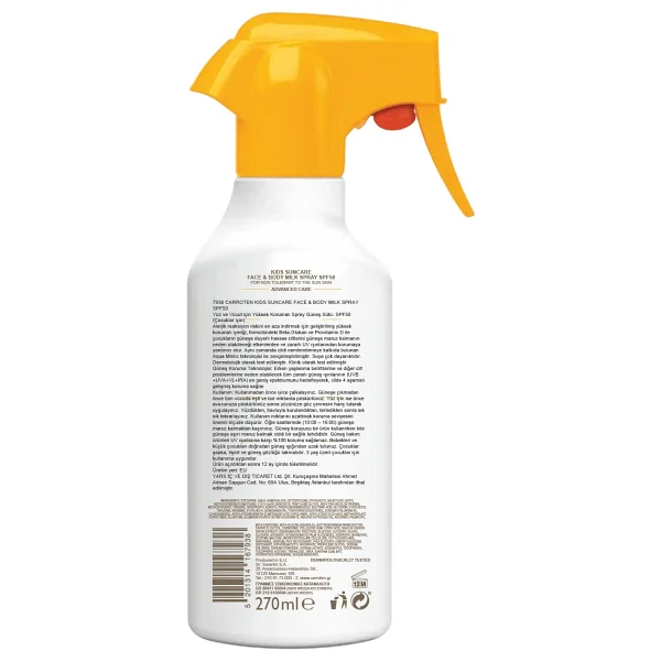 Carroten Sensicare Kids Spf 50+ Çok Yüksek Koruyucu Çocuk için Yüz & Vücut Güneş Sütü Spreyi 300 ml - Görsel 3