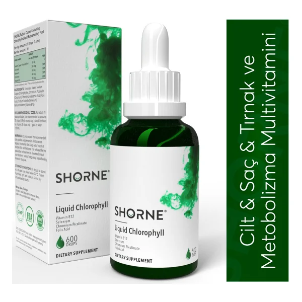 Shorne Likit Klorofil & Folik Asit & Krom Pikolinat & Selenyum & Vitamin B12 Multivitamin Gıda Takviyesi - Görsel 4