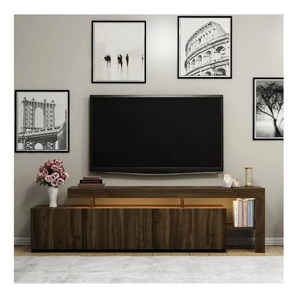 BMdekor Tv Sehpası Buğra Ceviz Led Işıklı 192 Cm - Görsel 5