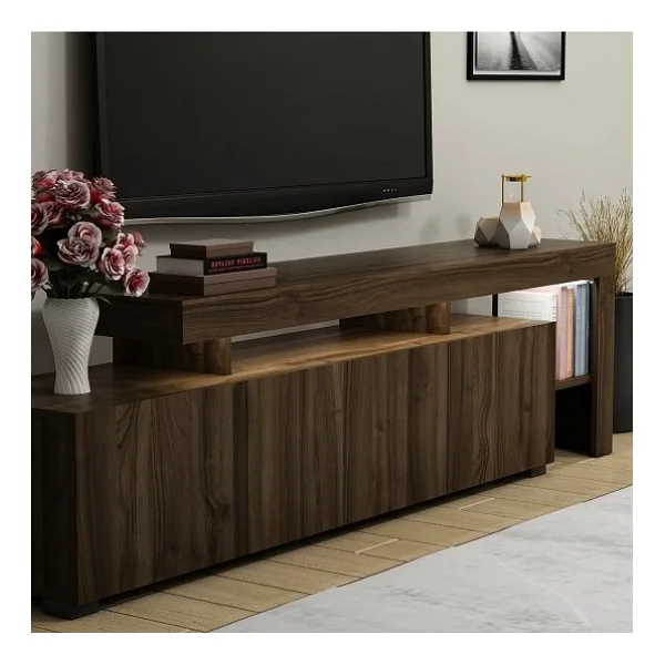 BMdekor Tv Sehpası Buğra Ceviz Led Işıklı 192 Cm - Görsel 3