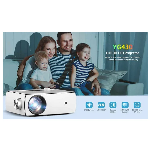 YG430 Native 1920X1080 Pixel Fullhd 320 Ansi / 3700 Lümen 2.4/5ghz Wifi Projeksiyon Cihazı - Görsel 6