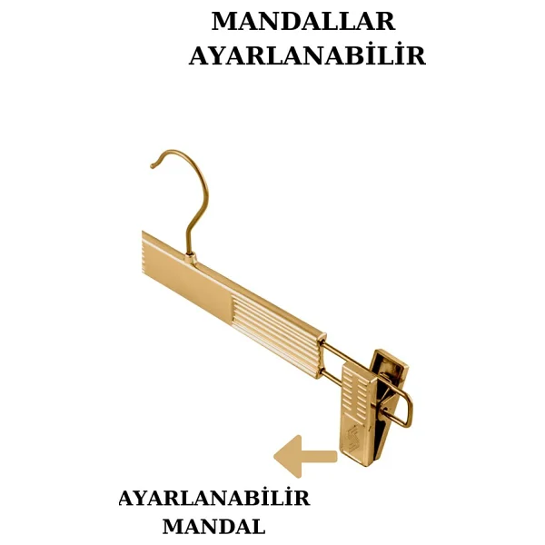 Manken İstanbul 10 Adet Plastik Gold Kaplama Pantolon Askısı Etek Askısı Elbise Askısı - Görsel 3