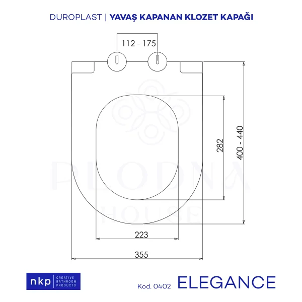 Plodna House Elegance D-Form Duroplast Yavaş Kapanan Klozet Kapağı - Görsel 2