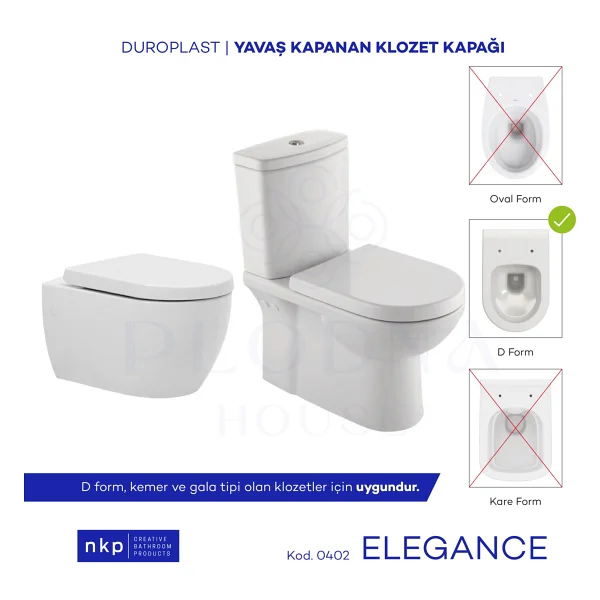 Plodna House Elegance D-Form Duroplast Yavaş Kapanan Klozet Kapağı - Görsel 3