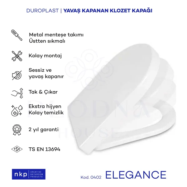 Plodna House Elegance D-Form Duroplast Yavaş Kapanan Klozet Kapağı - Görsel 4