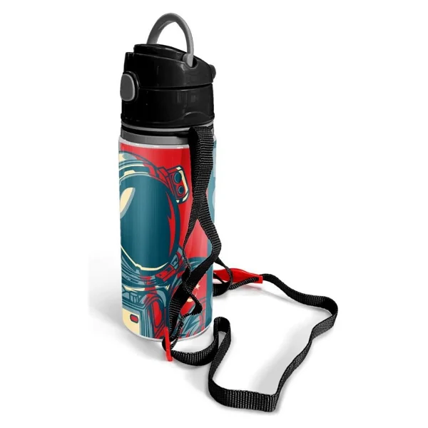 Coral High 11941 Astronot Desenli 600 ml Pipetli Alüminyum Matara - Görsel 4