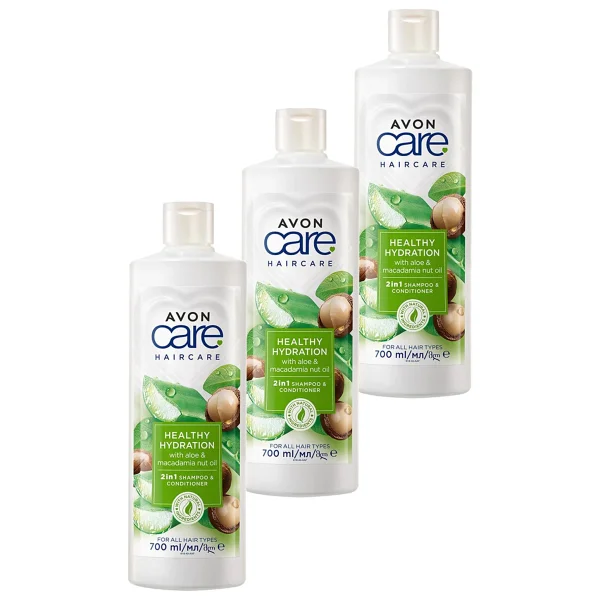AVON Care Aloe Vera ve Makademya Fındığı Yağı Şampuan ve Saç Bakım Kremi 700 Ml. Üçlü Set - Görsel 5