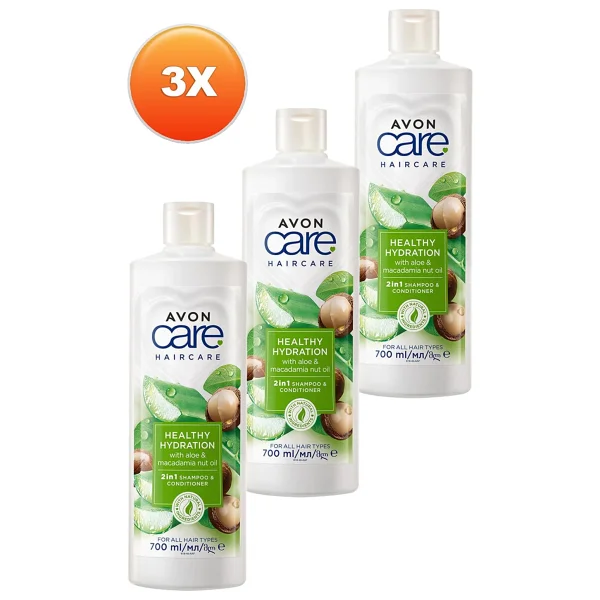 AVON Care Aloe Vera ve Makademya Fındığı Yağı Şampuan ve Saç Bakım Kremi 700 Ml. Üçlü Set - Görsel 6