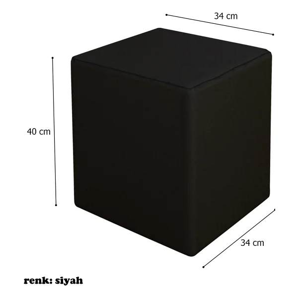 Modilayn Kare Puf Ahşap Iskeletli - Siyah - Görsel 2