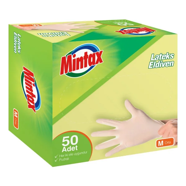 Mintax Pudralı Lateks Eldiven 50'li - Görsel 2