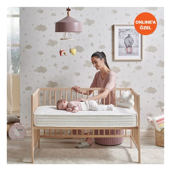 Yataş Mini Dreamy Baby Sıvı Geçirmez Alezli Dht Yaylı Bebek Yatağı,70x140 cm - Görsel 6