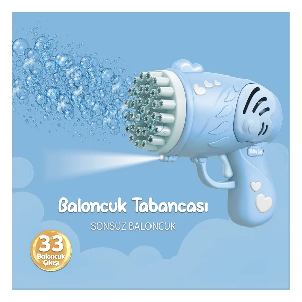 Mofy Baby 33 Kanal Işıklı Pilli Baloncuk Makinesi Köpük Tabancası Bubble Gun Machine - Mavi - Görsel 2