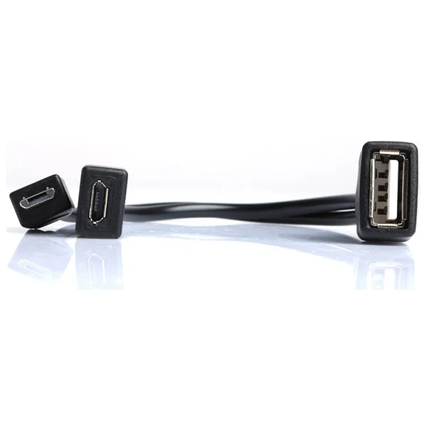 Dark Micro USB Erkek - USB 2.0 Dişi, Micro USB Dişi OTG Y Kablo - Görsel 2