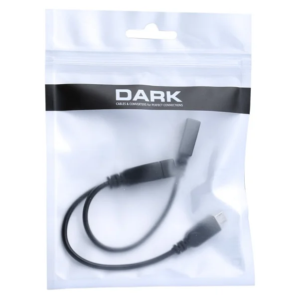 Dark Micro USB Erkek - USB 2.0 Dişi, Micro USB Dişi OTG Y Kablo - Görsel 3