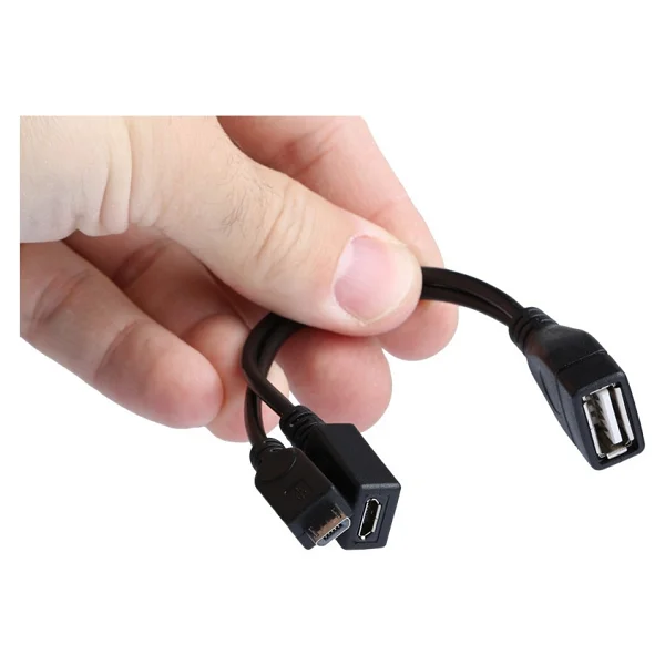 Dark Micro USB Erkek - USB 2.0 Dişi, Micro USB Dişi OTG Y Kablo - Görsel 4