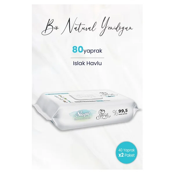 Sleepy Bio Natural 40 Yaprak 2'li Paket Islak Mendil - Görsel 2