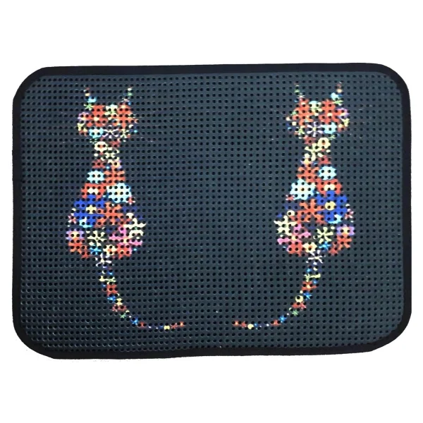 Miapet Elekli Desenli 60x45 cm Kedi Tuvalet Önü Paspası - Ters Kediler - Görsel 3