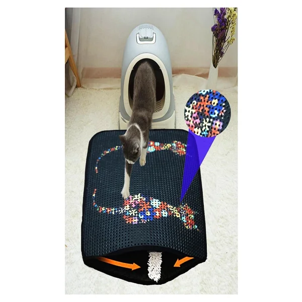 Miapet Elekli Desenli 60x45 cm Kedi Tuvalet Önü Paspası - Ters Kediler - Görsel 2