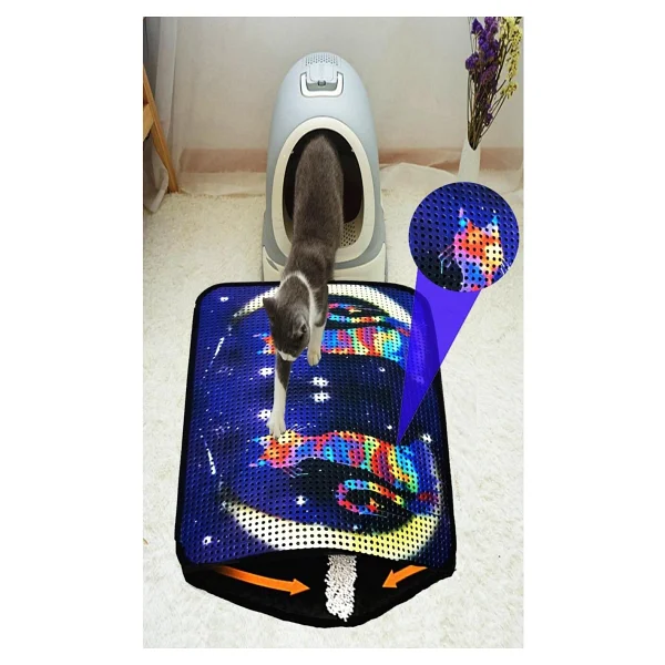 Miapet Elekli Desenli 60x45 cm Kedi Tuvalet Önü Paspası - Ay-Yıldız - Görsel 4