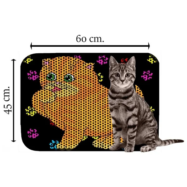 Miapet Elekli Desenli 60x45 cm Tuvalet Önü Paspası - Tombul Kedi - Görsel 2