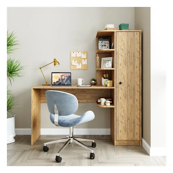 Roomart Roma Raflı Çalışma Masası , Çalışma Ofis Masası Sağ Dolap Mat Beyaz - 143 CM - Görsel 7