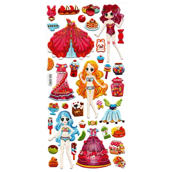 Limmy Sticker Kabartmalı Stiker Defter, Planlayıcı Etiket (SK098) 9X18 Cm- Prenses Kız Giydirme - Görsel 2
