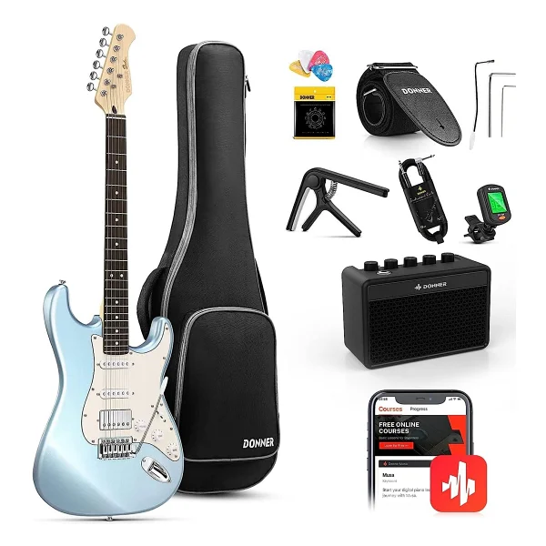 Donner DST-152 Full Size ST Metalik Mavi Elektro Gitar Seti - Görsel 3