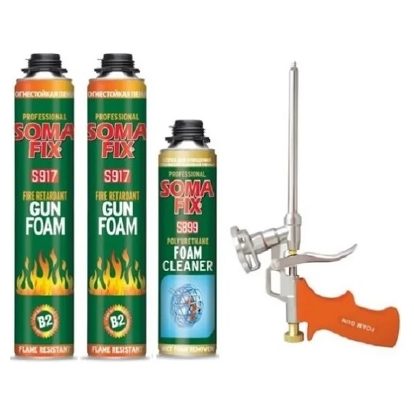 Somafix 2 Adet 750 ml Somafix Tabancalı B2 Yangına Dayanıklı Poliüretan Köpük Köpük Tabancası Köpük Temizleyici Seti - 1 Adet - Görsel 5