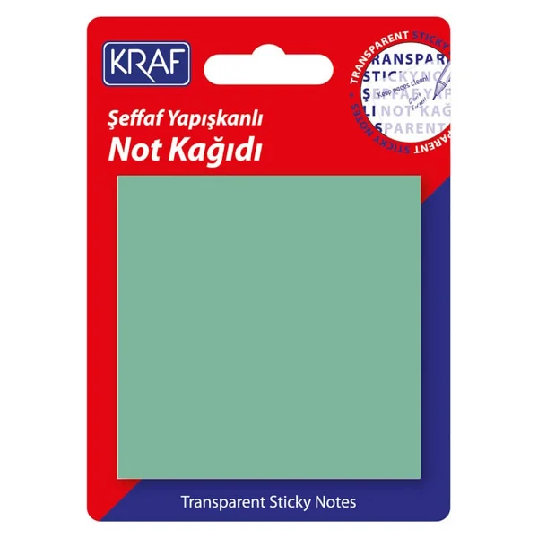 Kraf Yapışkanlı Şeffaf Not Kağıdı 76X76 Mm 50 Yp Transparan Yeşil - Görsel 2
