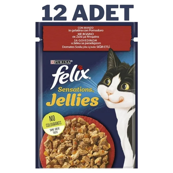 Felix Sığır Etli ve Domatesli 85 gr 12'li Yetişkin Kedi Yaş Maması - Görsel 3
