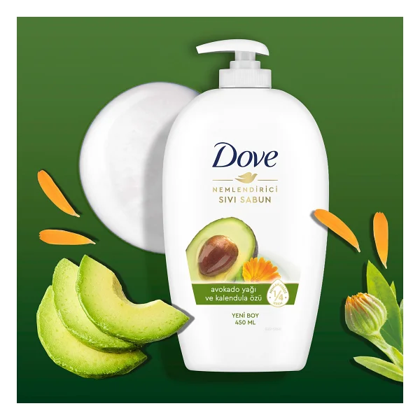 Dove Avokado Yağı ve Kalendula Özlü Sıvı Sabun 450 ml - Görsel 9