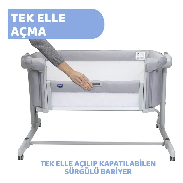 Chicco Next2me Magic Evo Gri Anne Yanı Beşik 4 Döner Tekerlek ile Kolay Taşınabilirlik - Görsel 6