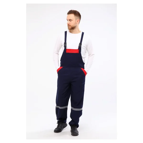 Çamdalı Iş Elbiseleri - Bahçıvan Tulumu 16/12 Lacivert Gabardin Askılı Tulum - Lacivert - Kırmızı - Görsel 3