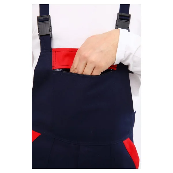 Çamdalı Iş Elbiseleri - Bahçıvan Tulumu 16/12 Lacivert Gabardin Askılı Tulum - Lacivert - Kırmızı - Görsel 4
