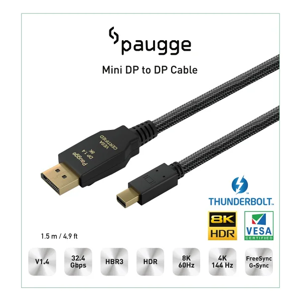 Paugge ENTMDP1415 1.5 m DisplayPort to Mini DisplayPort Dönüştürücü - Görsel 2