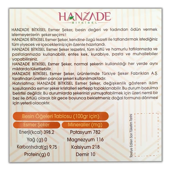 Hanzade Bitkisel Stick Kahverengi Esmer Şeker 100 Sticks 300 G - Görsel 4