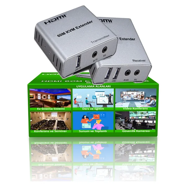 Apronx APX-USB60M CAT5E/CAT6 60M HDMI-USB-IR Extender - Görsel 10