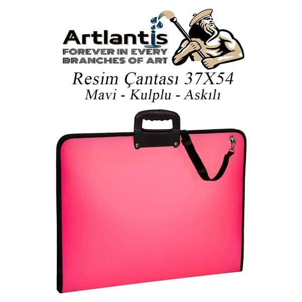 Artlantis Resim Çantası Fermuarlı Kulplu 37X54 cm 1 Adet Teknik Resim Dosya Çantası 35X50 cm Askılı Proje Çantası Okul Sınıf - Siyah - Görsel 4