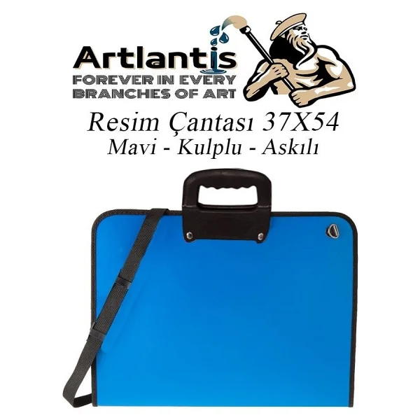 Artlantis Resim Çantası Fermuarlı Kulplu 37X54 cm 1 Adet Teknik Resim Dosya Çantası 35X50 cm Askılı Proje Çantası Okul Sınıf - Siyah - Görsel 3