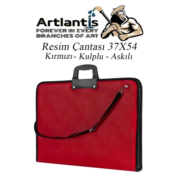 Artlantis Resim Çantası Fermuarlı Kulplu 37X54 cm 1 Adet Teknik Resim Dosya Çantası 35X50 cm Askılı Proje Çantası Okul Sınıf - Siyah - Görsel 5