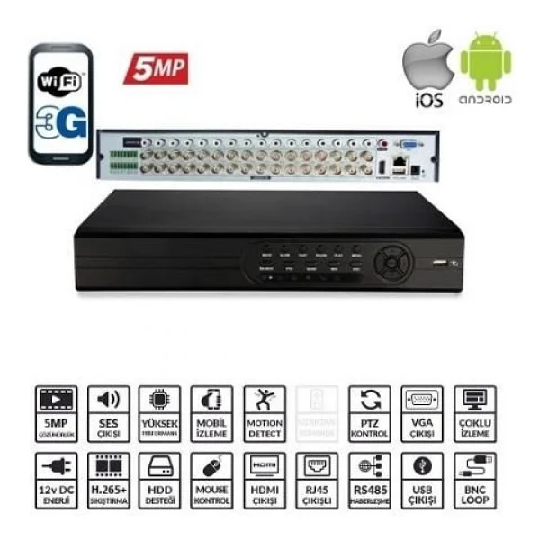 Ezcool EZ-8732AHD Full HD 32 Kanal DVR Kayıt Cihazı - Görsel 2